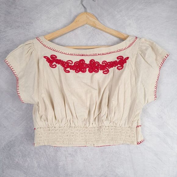 Free People Cream and Red Embroidered Skirt Set - Picture 3 of 16